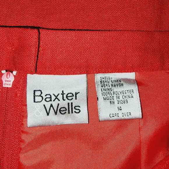 Baxter and Wells Women 12 Long Linen Blend Lined Zip Back Slit Pencil Red Skirt - Picture 6 of 10